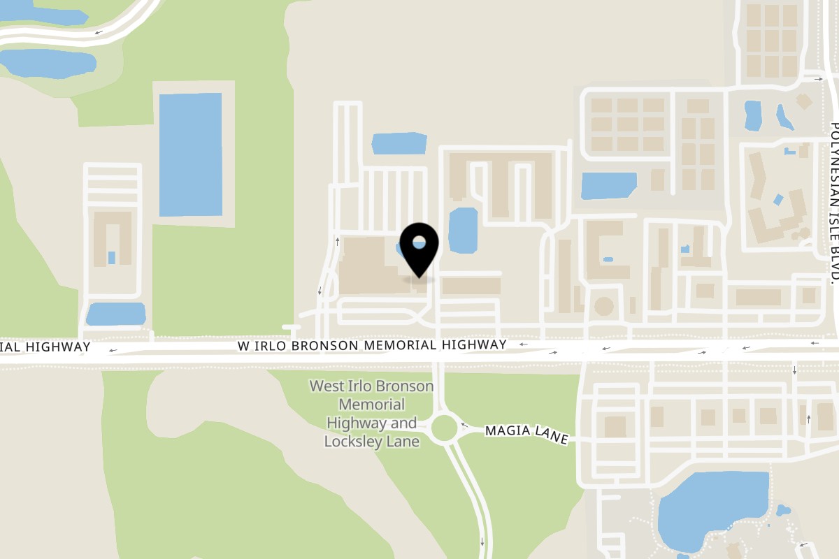 Map showing the location of Nipa Hut Bar & Restaurant on 5485 W Irlo Bronson Memorial Hwy in Kissimmee